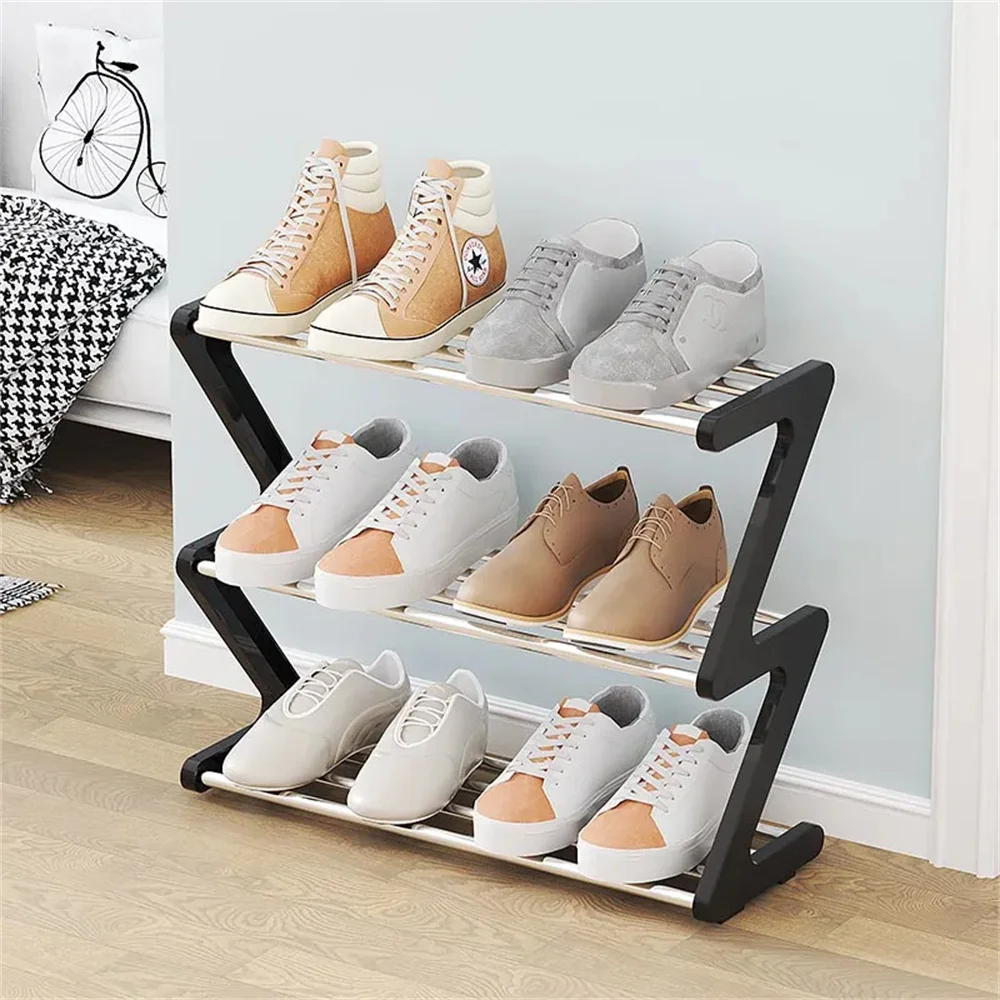 Multi-layer Assembled Shoe Rack Stainless Steel Storage Shelf for s Book  Saving Space Bedroom Z Shape Stand Organizer