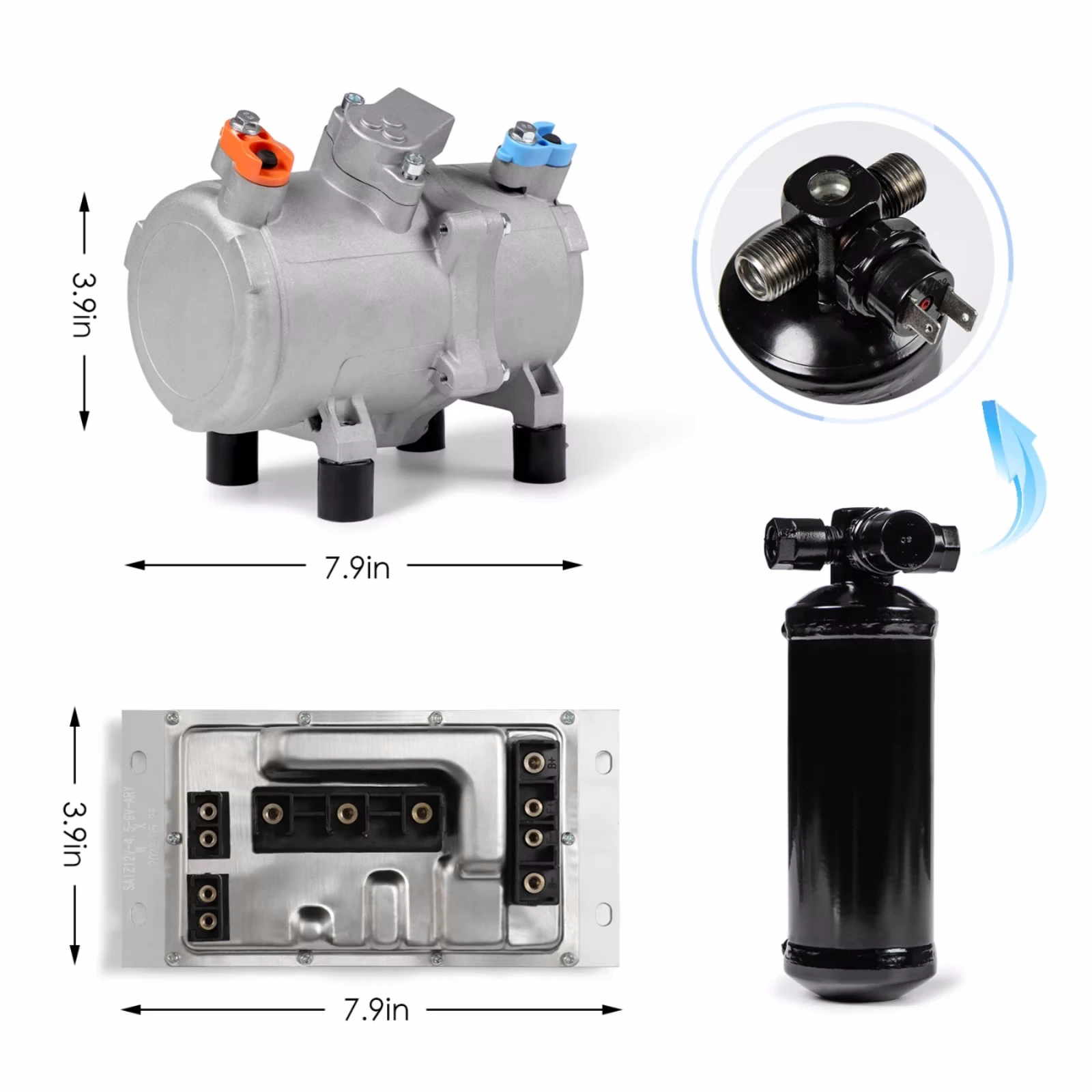 RV65F 12V/24V car electric A/C roof evaporator kit system assembly, for RV, truck, excavator, van, camper, agricultural vehicle