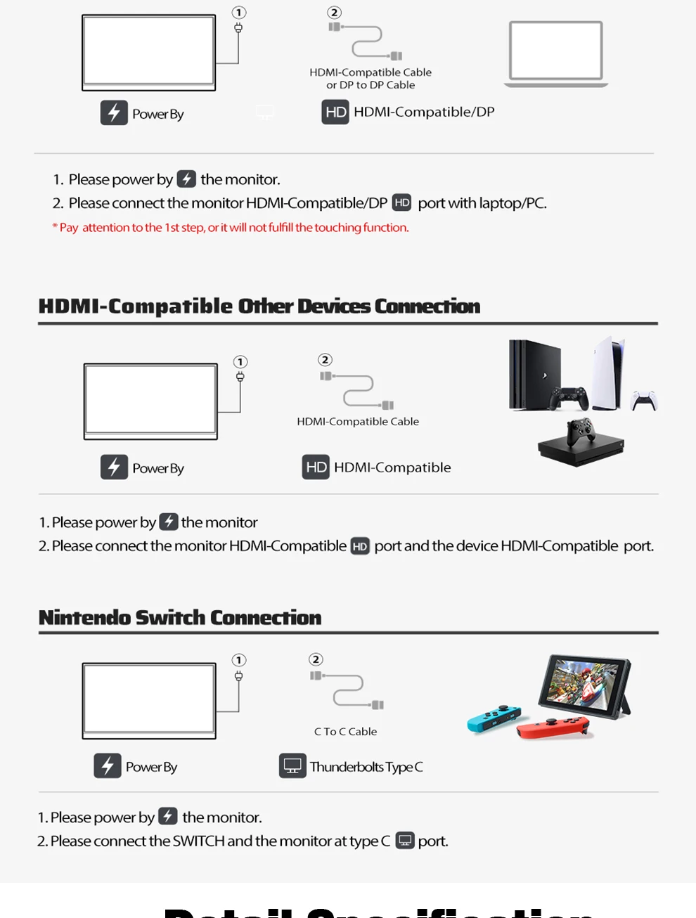 ZEUSLAP 16" 2,5K 144 Hz Tragbarer Monitor 2560*1600 16:10 100 % sRGB 500Cd/m² Reise-Gaming-Display für Laptop Switch PS4 Ps5 Xbox