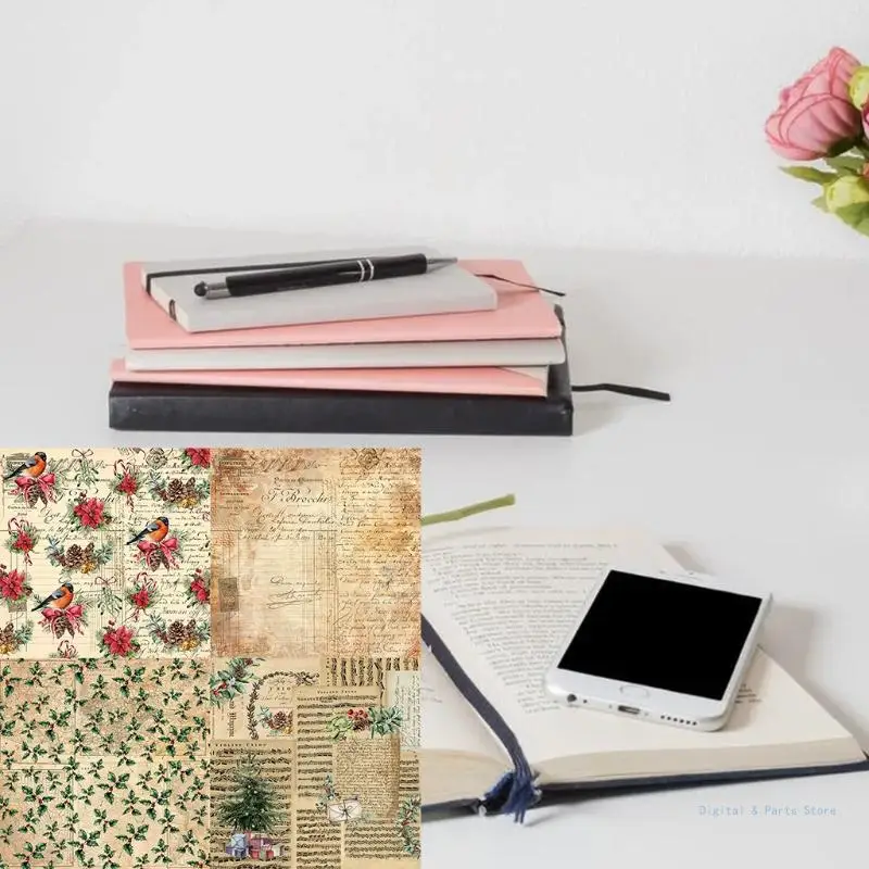 M17F 24 Sheets Big Vintage Floral Stickers DIY Scrapbooking Materials for Greeting Card JournaL DIY Crafts Gift Wrapping