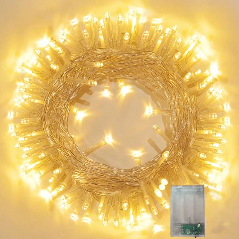 thumbnail image 1 of 1/2/4/10M LED Outdoor Lights Garland Fairy Light Battery-operated Waterproof Christmas Ornament Wedding Garden New Year's Decor, 1 of 5