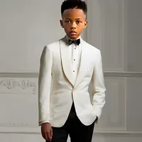 Ivory Boys Suit Jacket Pants 2 Piece Set Wedding Kids Tuxedo Custom Blazer 2-16 Years Old Fashion Outfit