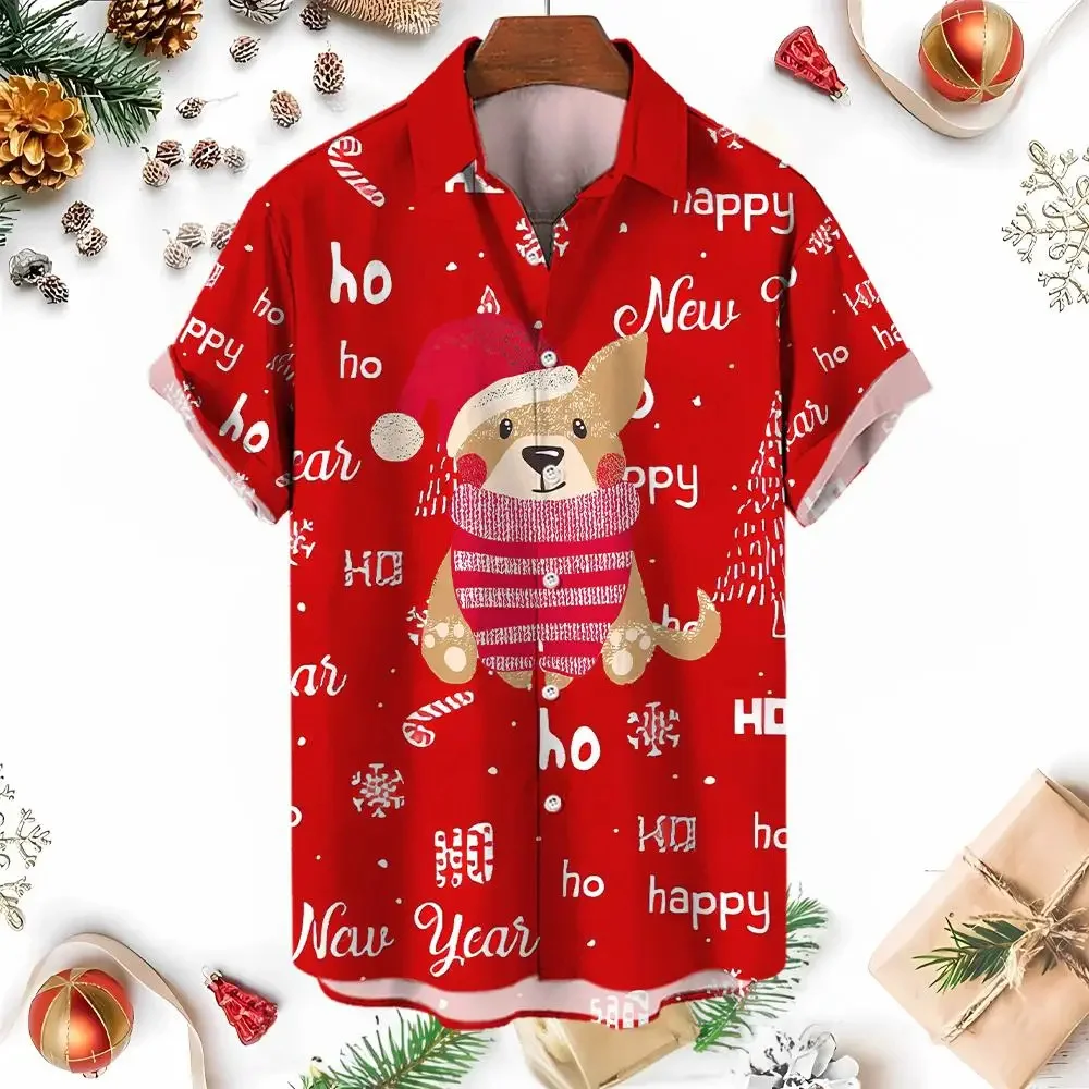 Men's Christmas shirt, 3D Digital Print Series short-sleeved Loose And casual, New Style For 2023. 3