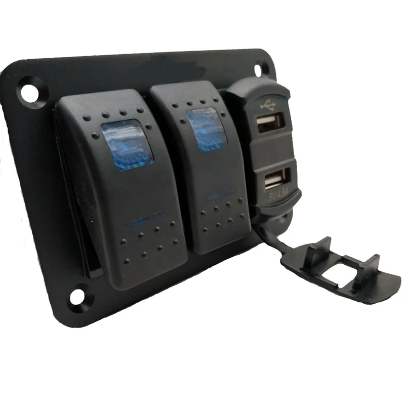 

2 клавиши 12 в-24 в пост. Тока кулисный переключатель панель с 4,8 а двойное зарядное устройство USB вольтметр Водонепроницаемый для автомобилей грузовиков лодок Rvs