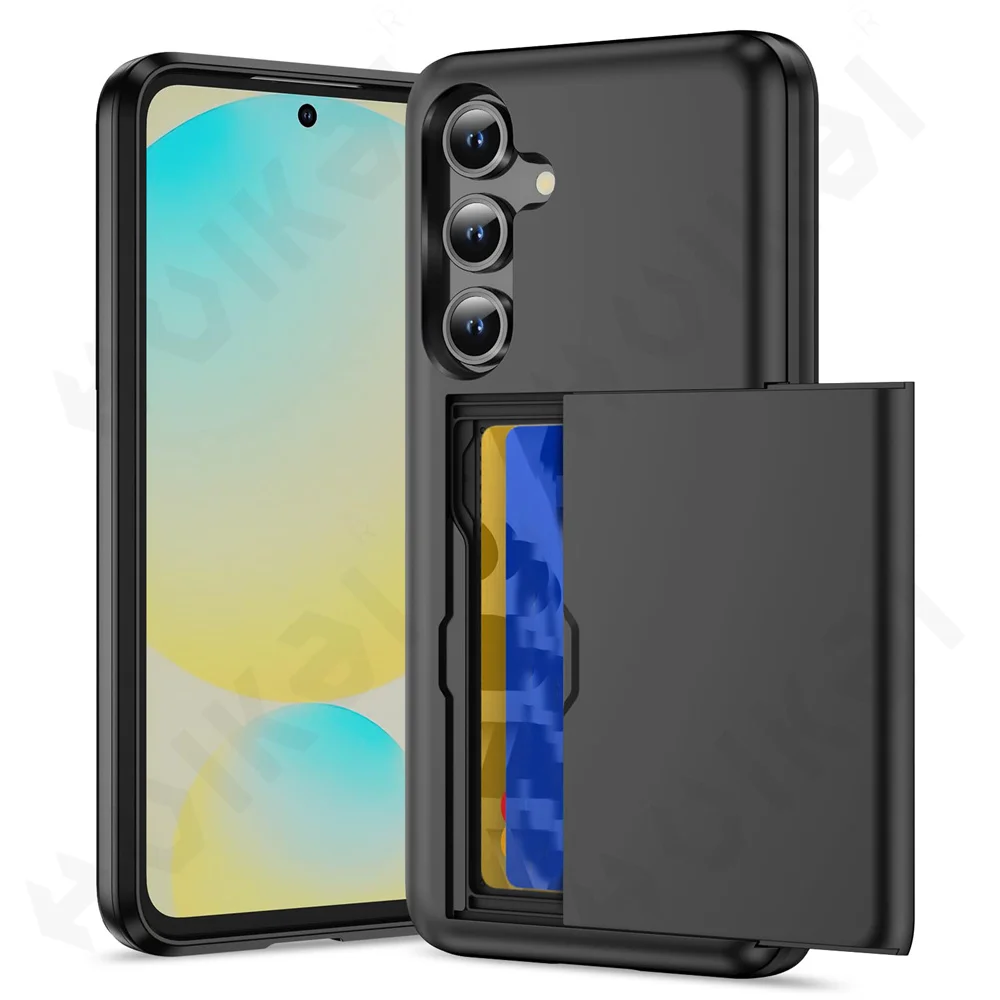 Heavy Duty Dual-Layer Protective Wallet Case with Hidden Card Slot