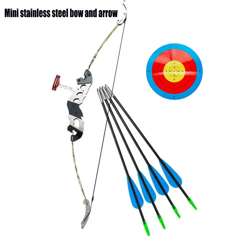 

20lbs Small Reverse Bow Mini Bow with 4 Arrow Detachable Decompression Toy Archery Supplies Hunting Bow