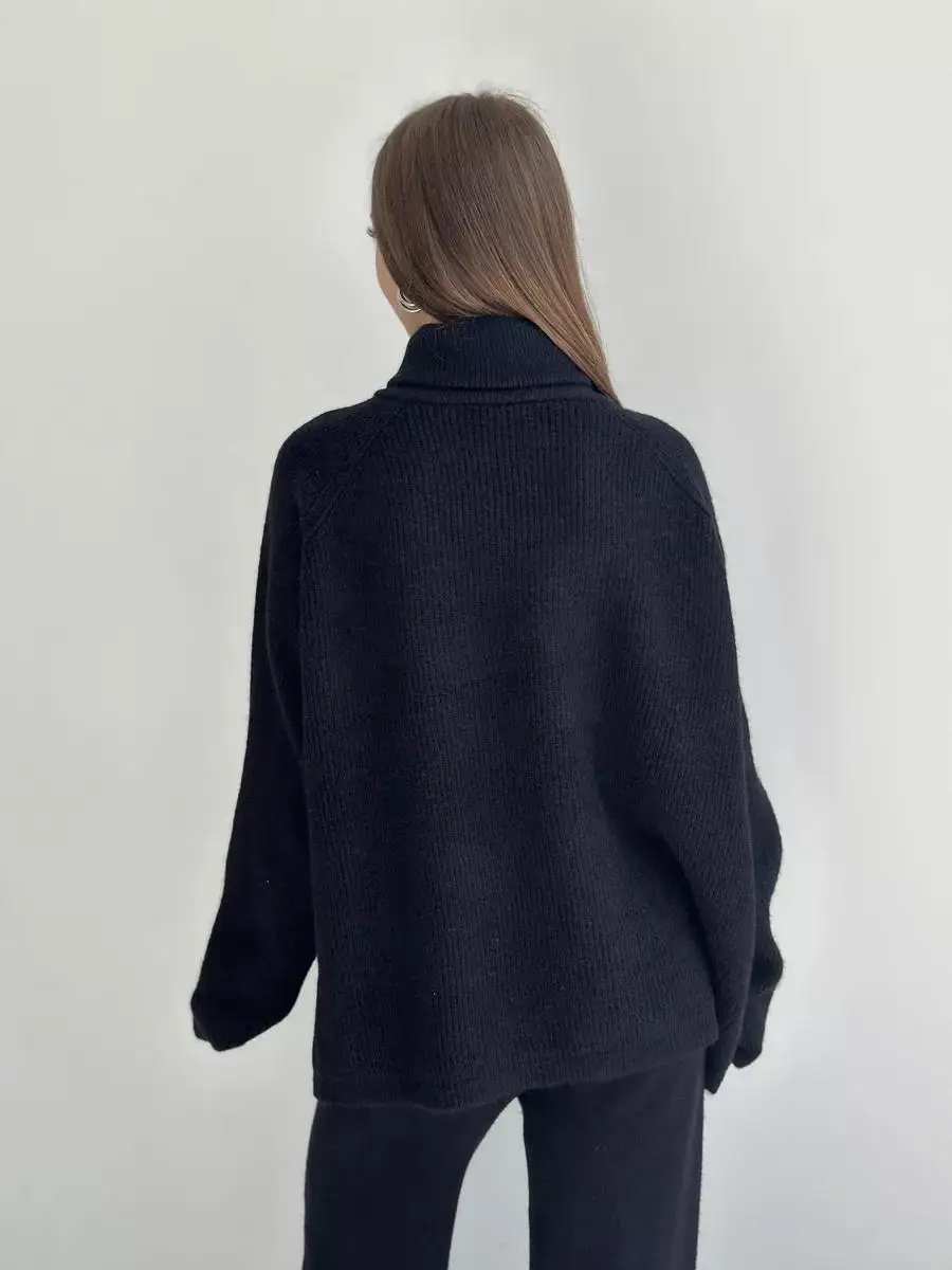 Knit Zipper Women's Pants Sets For Women Slim Lapel Long Sleeve Pullover And Patchwork Straight Legg 2 Piece-Set Winter