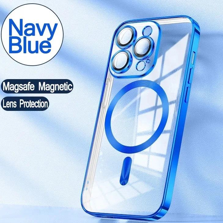 Desert Gold Wireless Charging Clear Case with Magnetic Electroplate Bumper Cover