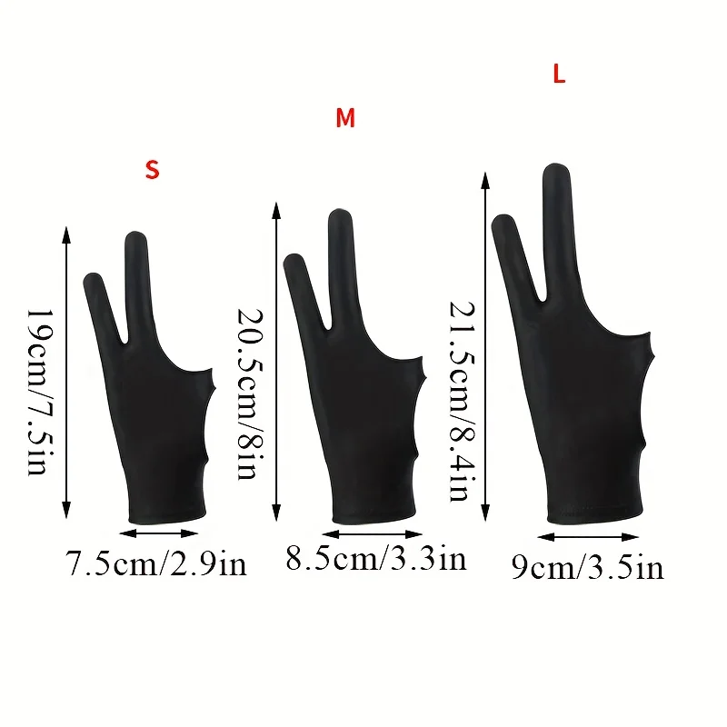2개입 예술용 방오 장갑 | 두 손가락으로 미스클릭 방지 그리기용 장갑 | 땀 얼룩을 방지하는 스케치용 장갑