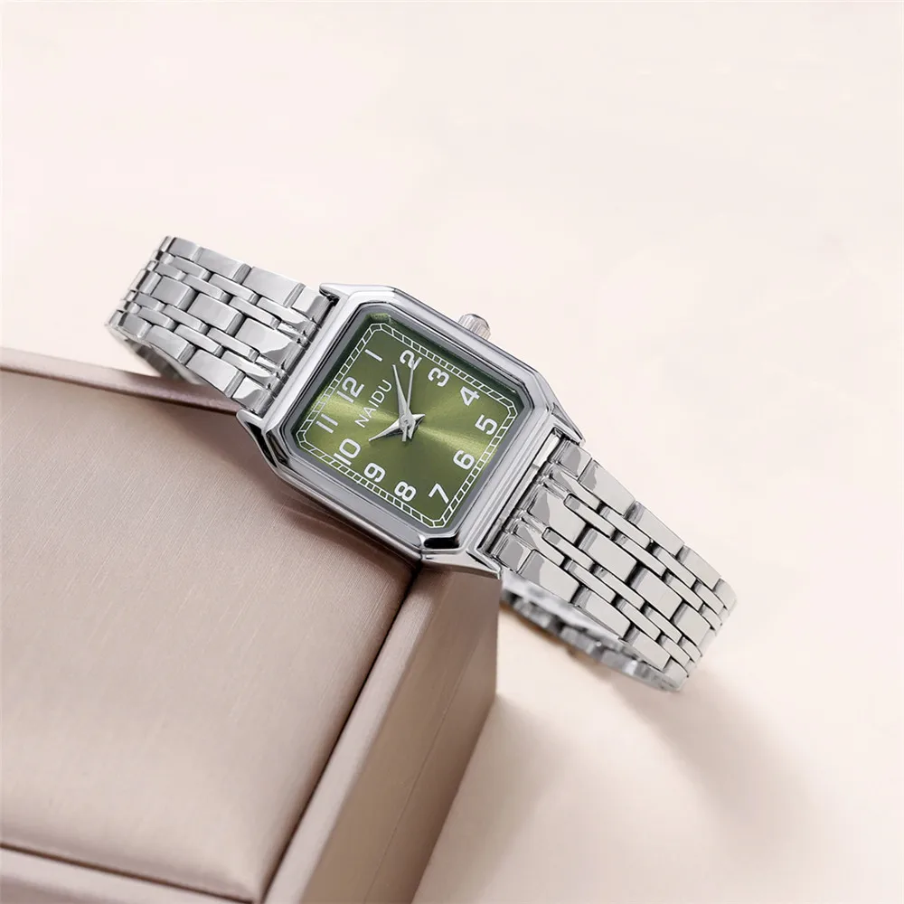 fashion rectangle dial women steel dress watch 6