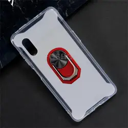 Enhanced Soft TPU Silicone Case with Back Finger Ring for Samsung Galaxy X Cover Pro (White TPU C Red)
