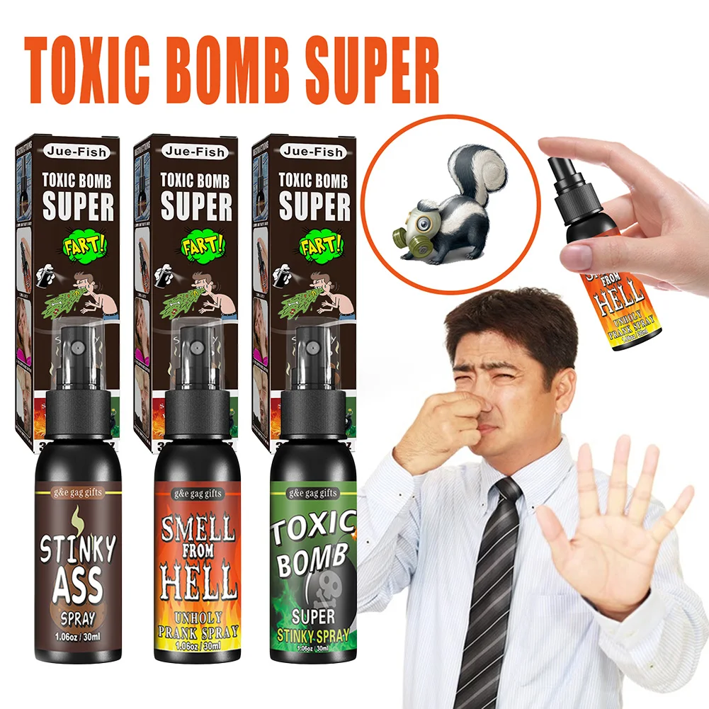 30ML Liquid Fart Gag Spray Prank Joke Spray Can Stink Bomb Ass-Smelly Stinky Gas Prank Non Toxic Smells Funny Toy Party Supplies