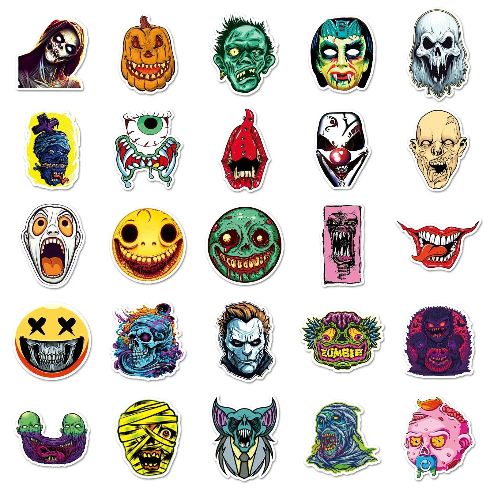 Cartoon Stickers 10/50Pcs Cool Pop Zombie Horror Skull Stickers Cartoon Decals DIY Stationery Luggage Laptop Helmet Motorcycle Graffiti Sticker cartoon stickers,decorative stickers,graffiti stickers