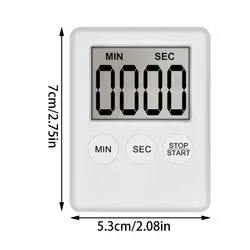 Digital Kitchen Timer with LCD Display and Loud Alarm - Magnetic Cooking and Baking Timer Clock (White)