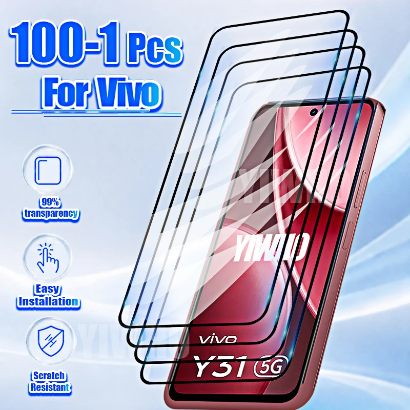 Protective Full-Cover Tempered Glass Screen Protectors (1-100 Pcs)