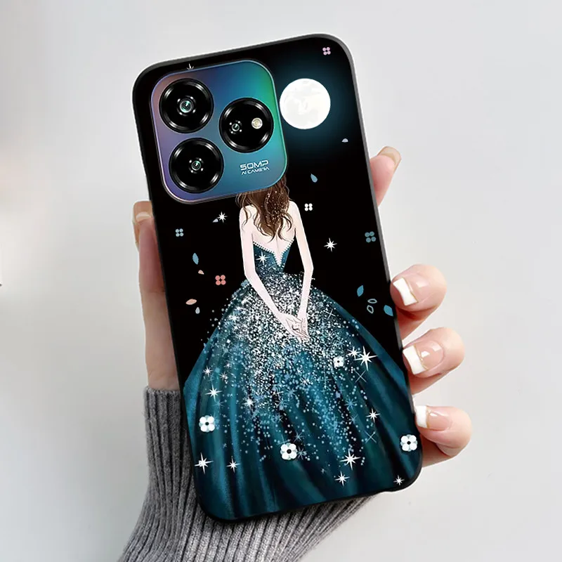 Black Soft Silicone Case with Cute Flower Cartoon Design