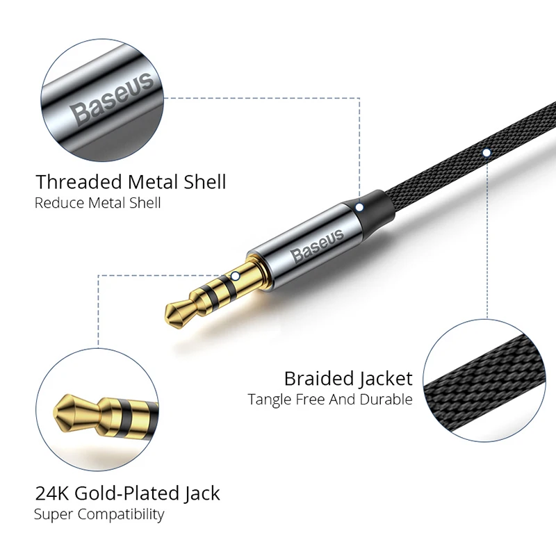 Baseus-3.5mm AUX ̺ ׷  ڵ, ݵ -  ̺, ڵ Ȩ  Ŀ, MP3 ÷̾ ̺