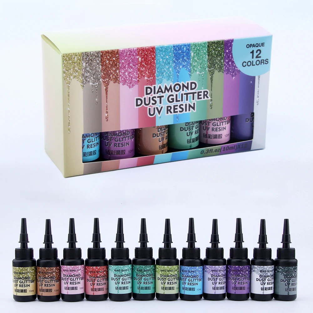Resina Epóxi Glitter Cola Cura Ultravioleta Alta Dureza Pigmento Molde Faça Você Mesmo Fazer Jóias 12 24 Cores por Conjunto uv