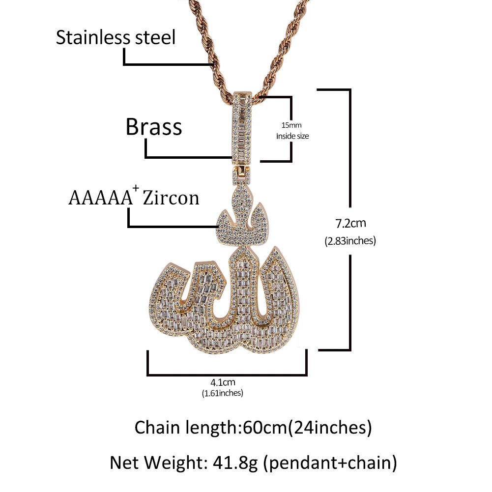 送料関税込【King Ice】ICED ALLAH NECKLACE アッラー☆国内発送 Iced_Out_Allah_Muslim_Diamond_
