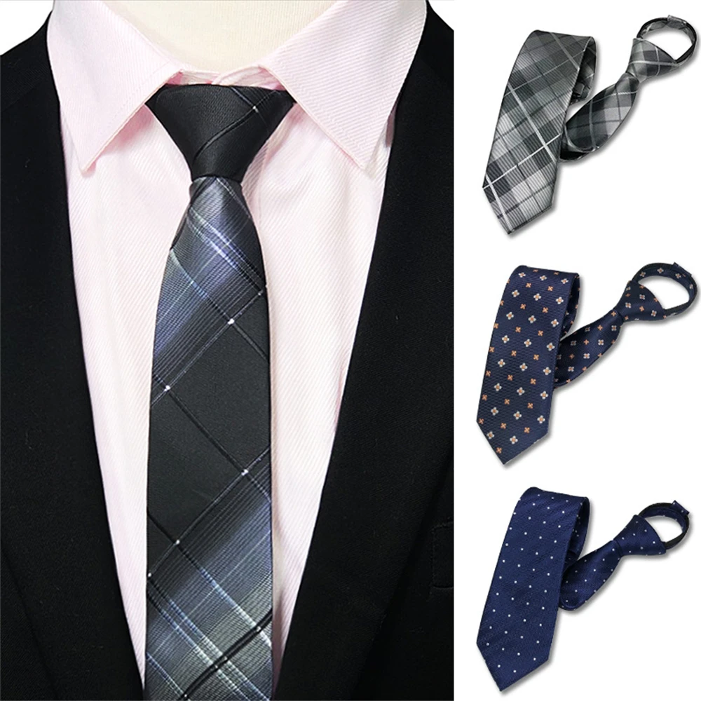 Working Group Professional Dress Zip tie men 5cm Korean version narrow easy to pull a lazy convenient tie LZ