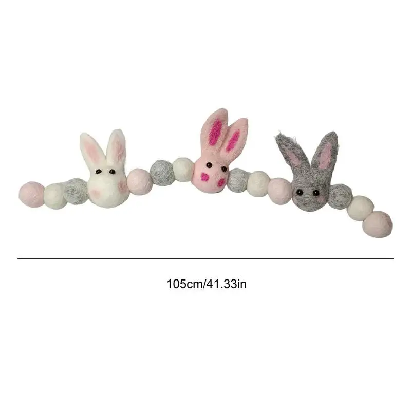 Easter Bunny Door Banner Felt Easter Garland Bohemia Rabbit Door Banner Handmade Party Supplies Colorful Ball Wreath Decoration