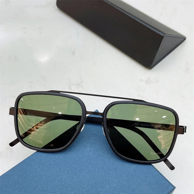 High Quality Double-Beam Titanium Men Sunglasses Square Screwless Sun ...