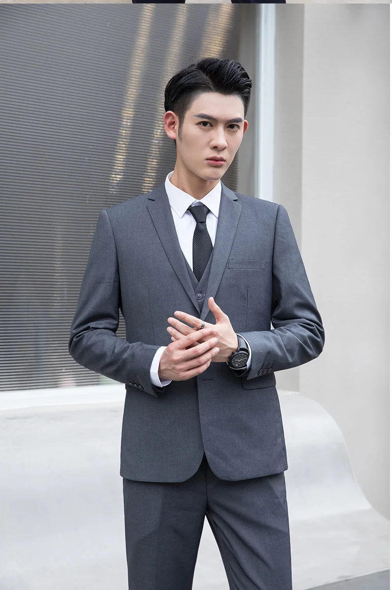 Description Picture 5 of itemMens Suits 3 Piece (Blazer+vest+pants) Fashion Business Casual Slim-fit Formal Dress Banquet Work British Style Evening Dress
