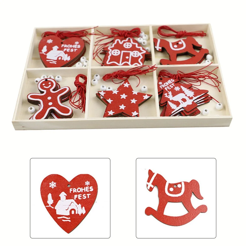 

30PCS Christmas Wooden Pendants Merry Christmas Decorations For Home 2023 Xmas Tree Christmas Ornaments Navidad New Year Gift