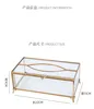 Vintage Brass Glass Tissue Box Living Room paper Storage Holder Tea Table Desktop Paper Box Hotel Restaurant Tissue Organizer 6