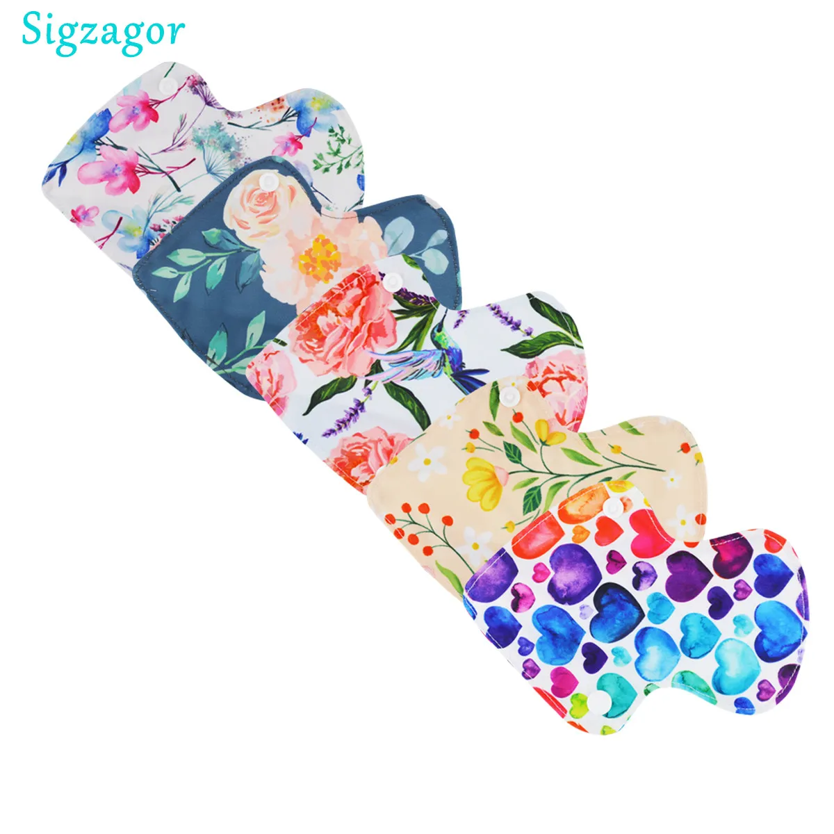 [Sigzagor] Random Prints 5 Thong Panty Liners XXS Cloth Menstrual Pads Reusable Washable Bamboo Sanitary
