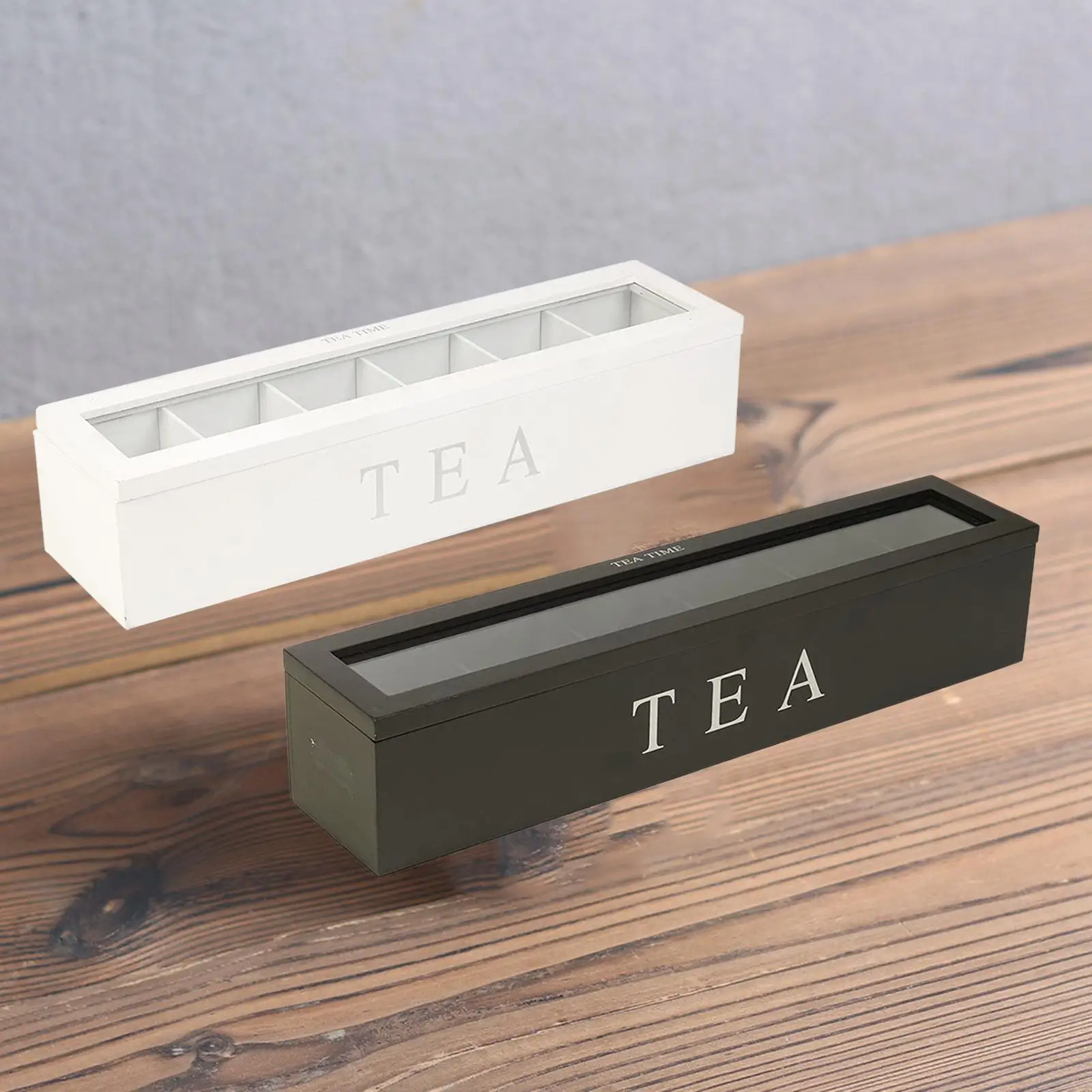 Tea tin box tea canister ceramic storage jar new wooden tea box with lid 6 compartment for kitchen cabinets