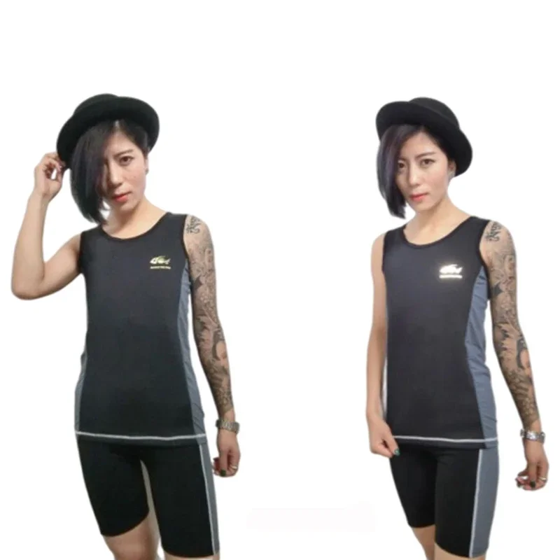 HaleyChan Womens Trans Lesbian Tomboy's Zip Up Chest Binder Quick-Drying Swimwear Swimsuit Vest Tank Top+Swim Pants Corset Top