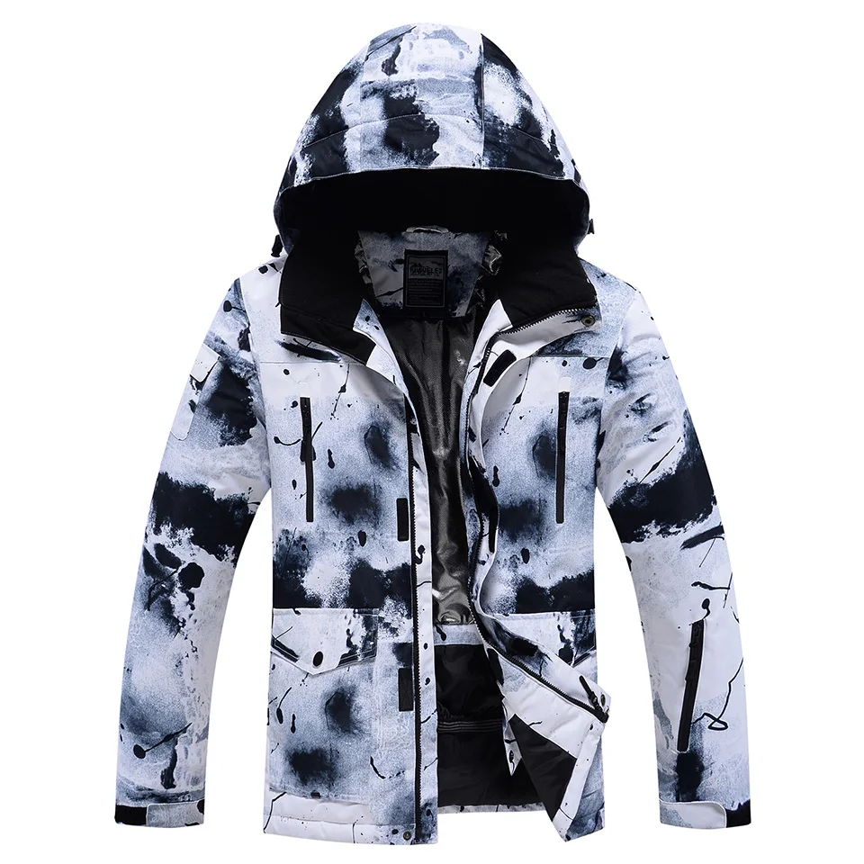 Men's Winter Ski Jacket Warm Windproof Waterproof Breathable Skiing Top Hooded Snow Jackets Mens Thick Snowboarding Coat