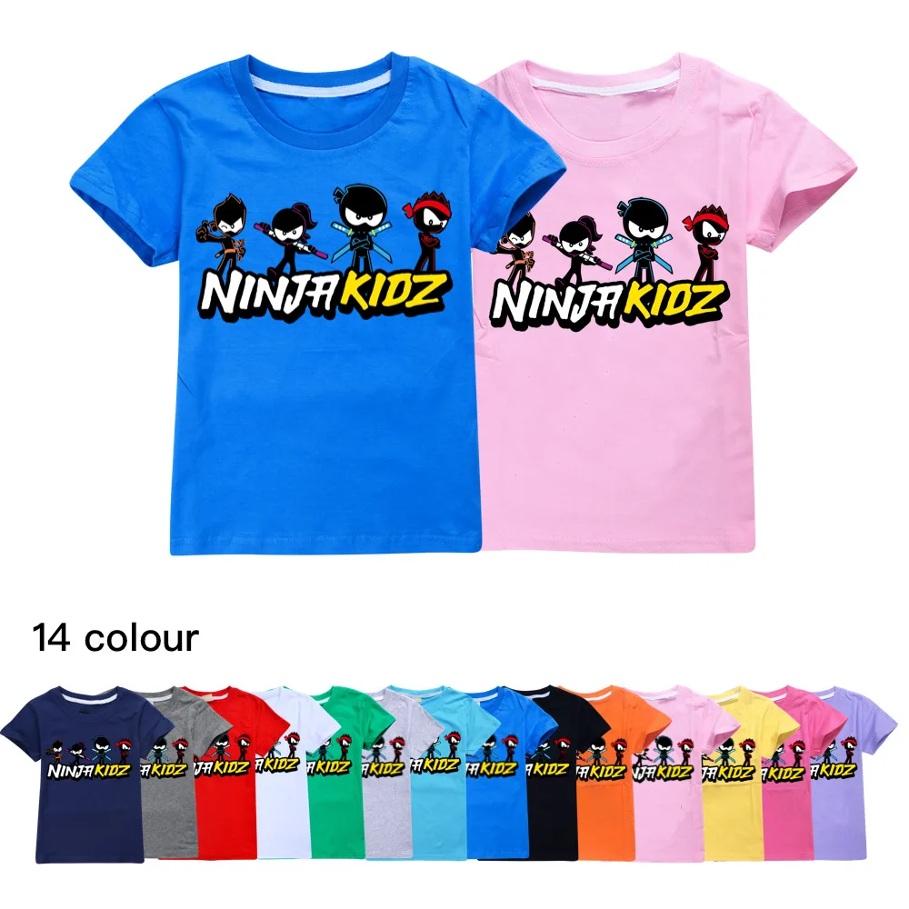 2023 NINJA KIDZ Toddler Summer T-shirt Teenage Girls Clothing Cotton Boys Tshirt Boutique Kids Tees O-Neck Children Tops Shirt kids t shirts boys clothes 2020 summer cartoon shark print girls cotton loose t shirt casual tops tees children clothing wzfs206