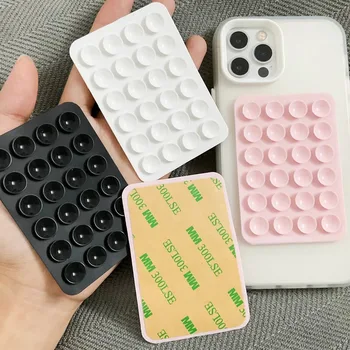 1PC Silicone Phone Mount - Adhesive Backing & Non-Slip Suction Cup Stand for Selfies, Videos(Black Pink White) 1