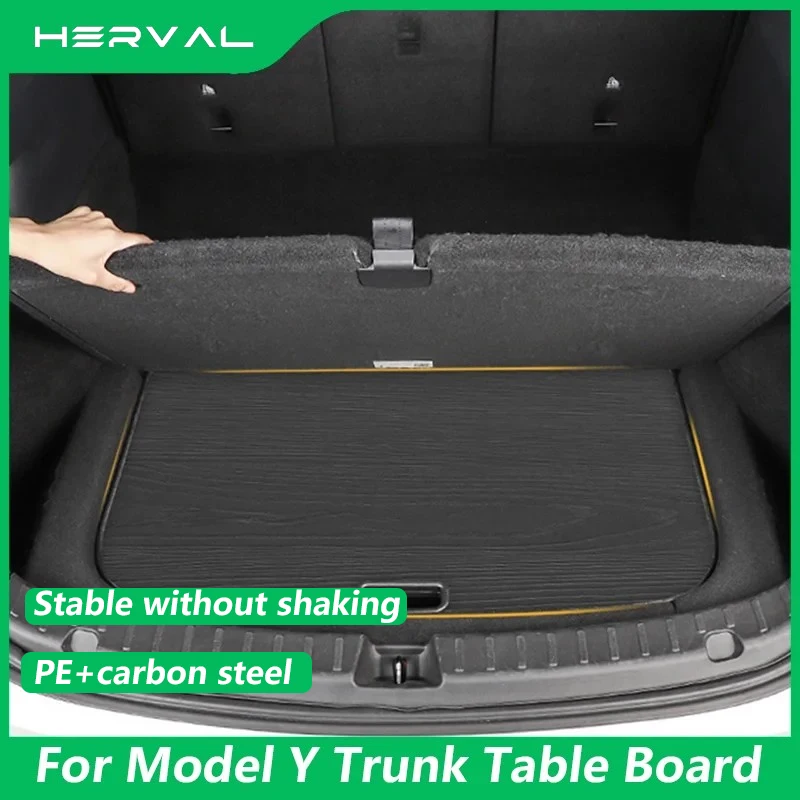 Herval Portable Trunk Picnic Table For Tesla Model Y Travel Folding Table Trunk Desk Camping Board Car Trunk Accessories