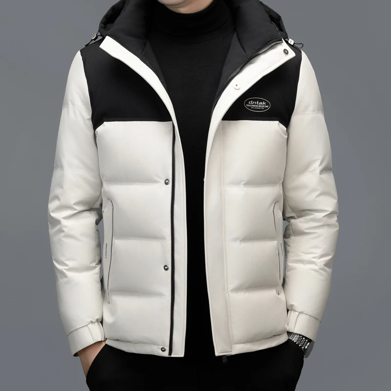 YX-2608 Men's Thick Short Down Jacket Winter New Detachable Hat White Duck Down Warm Casual Fashion Jacket Hooded Coat