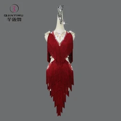 New Latin Dance Dress Sex Female Adult Ball Party Clothes Prom Costume Ladies Stage Line Cabaret Samba Practice Wear Performance
