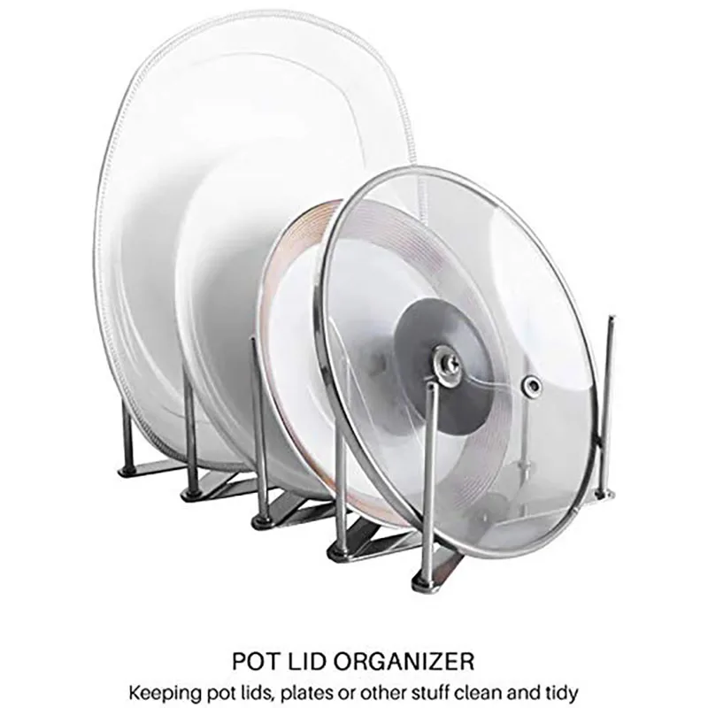 Pan Lid Organizer Cabinet Door Pot Plates Dishes Rack Holder Reusable Containers Shelf for Serving Trays kitchen storage rack,wall mounted organizer,cabinet organizer shelves,kitchen lid rack