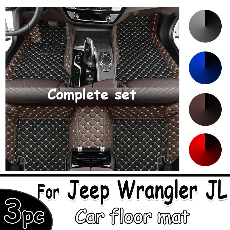 

For Jeep Wrangler JL 4 door 2021 2020 2019 2018 Car Floor Mats Styling Decoration Protect Accessories Rugs Waterproof Covers