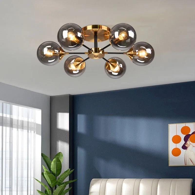 

LED Chandelier Glass ball Ceiling lamps Magic Bean Nordic Hanging Lights Bedroom Lighting Fixtures Living Room