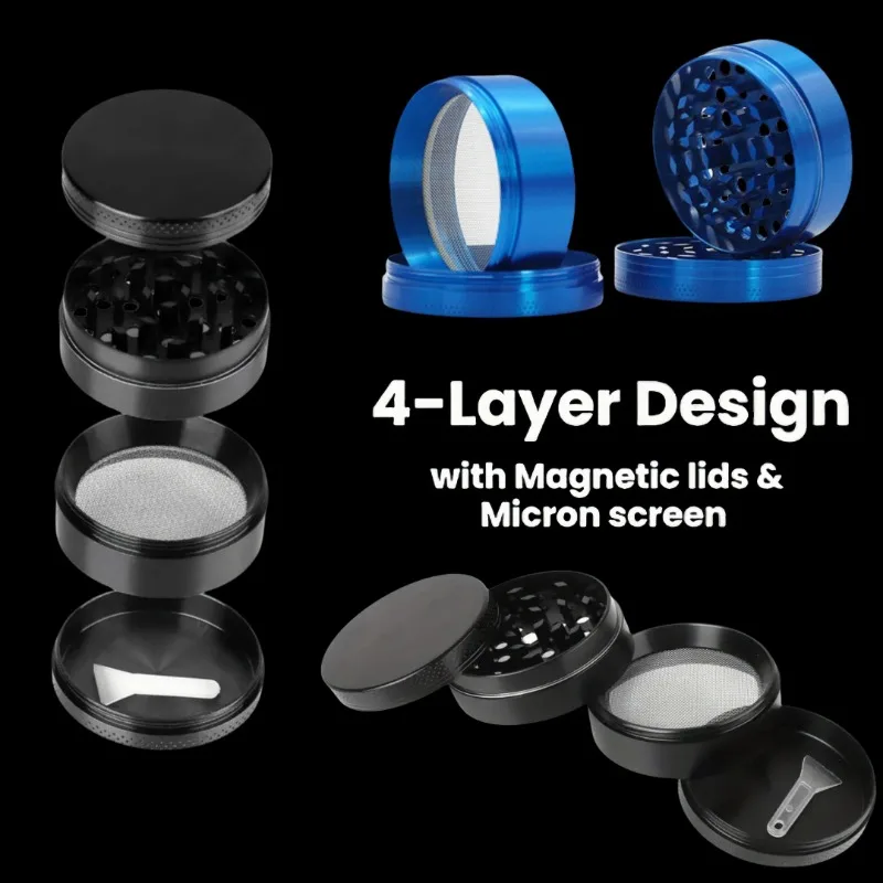 Metal Herb Grinder 1.6/2 Inch 4-layer Manual Tobacco Zinc Alloy Mortar Cigarette Cigar Grass Mills 1 set