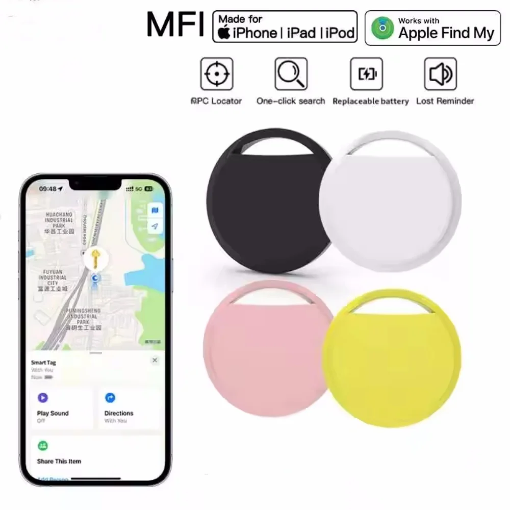 Bluetooth GPS Smart Tracker - Anti-Loss Device for Keys, Luggage, and Wallets | Compatible with Apple Find My