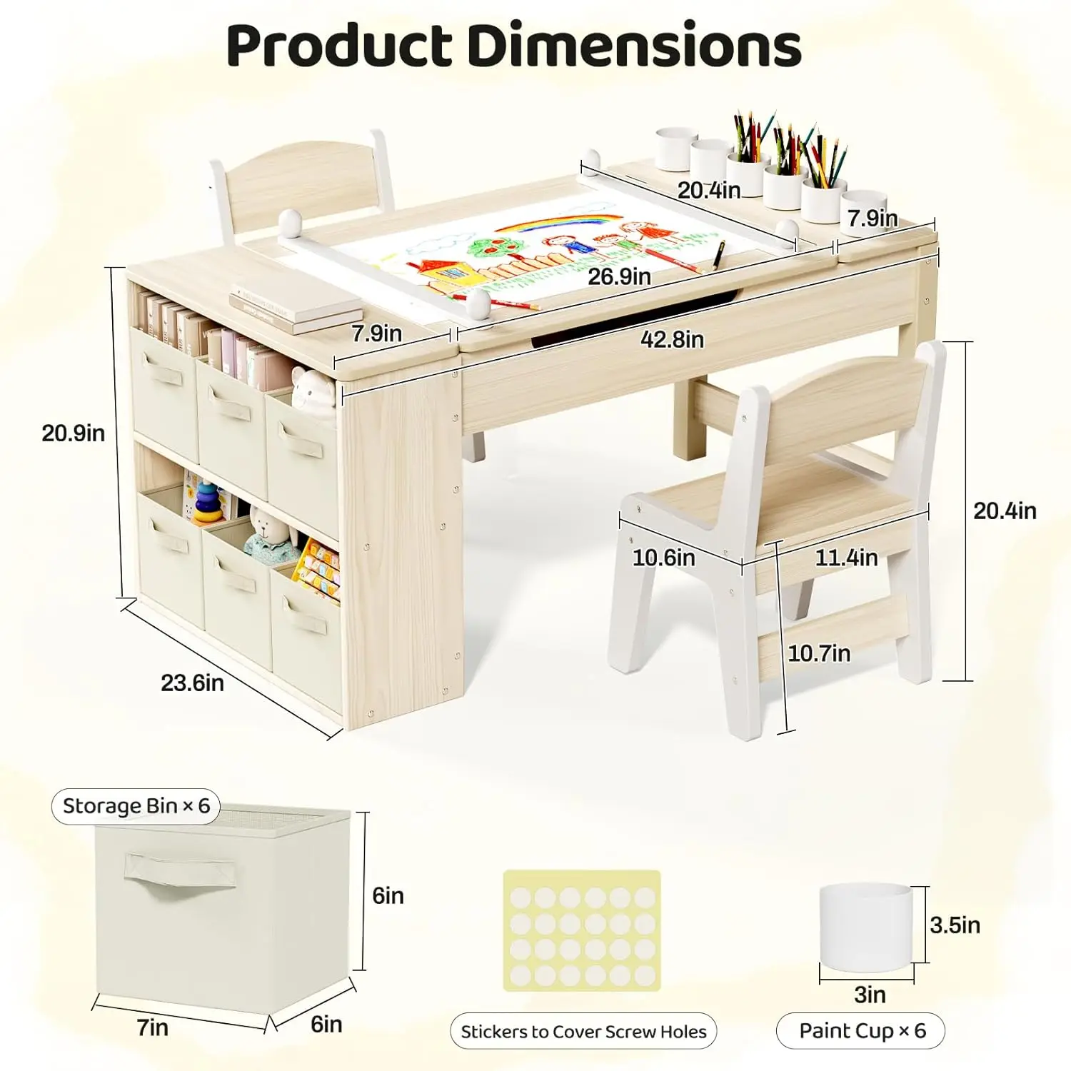 Kids Art Table Chair Easel Set 2