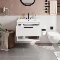 24" Bathroom Vanity with Sink, Wall Mounted Bathroom Sink Cabinet , Modern Clearance Bathroom Vanities with Sink Combo Set 1