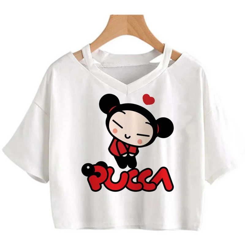 Pucca Crop Top Vestiti Coppia Femminile Corea Y2K Vestiti Giapponese Harajuku Tshirt Crop Top Ulzzang