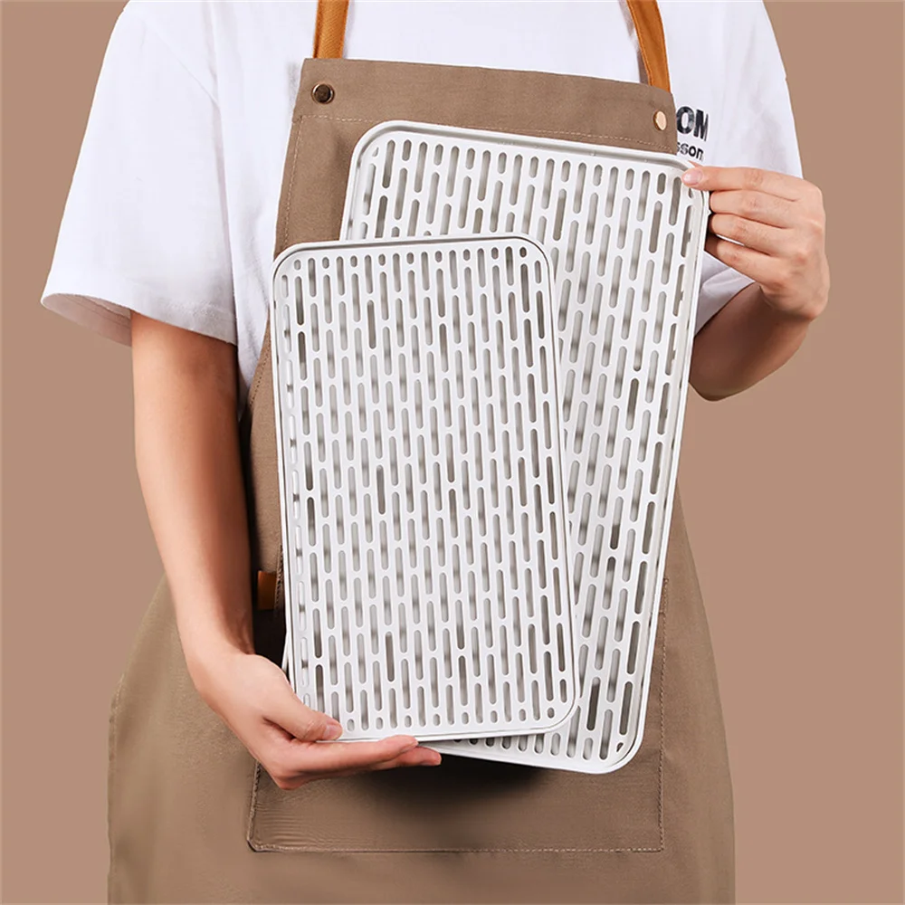 Serving Plate Water Cup Drain Washing Drying Rectangular Kitchen Supplies Tea Tray Double Layer Plastic Kitchen Accessories 2