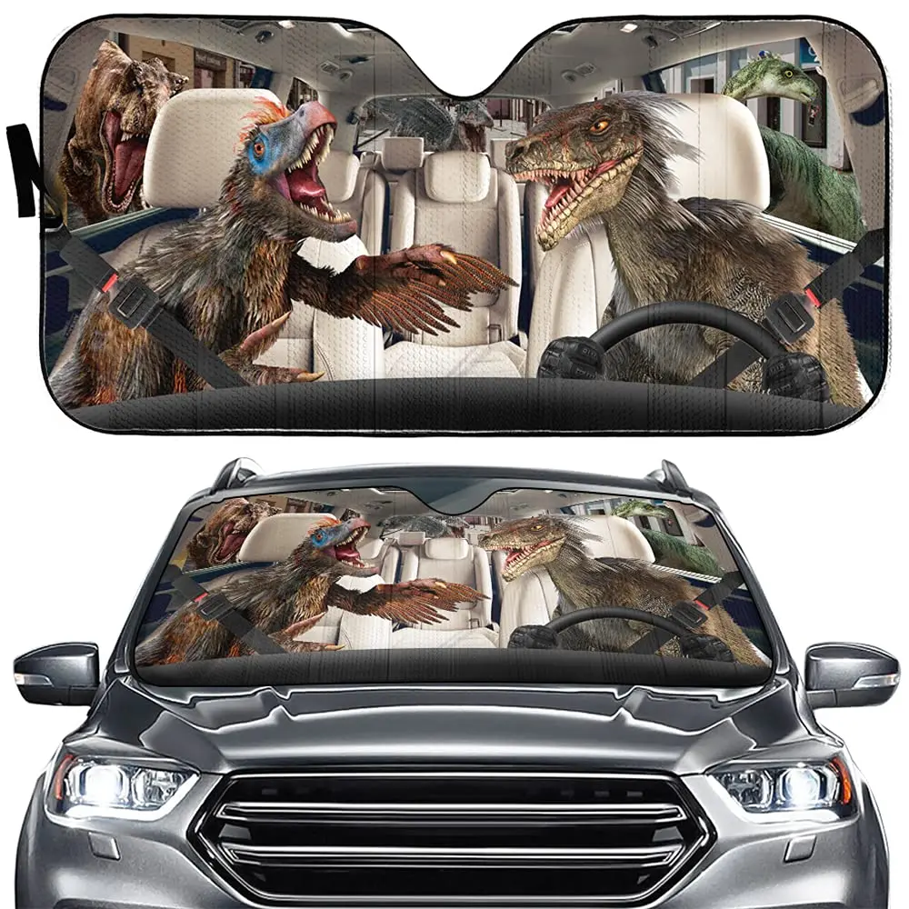 

YOSA Car Windshield Dinosaur Sun Shade Dinosaur Driver Auto Window Front Sunshade Visor Animal Shade for Car UV Sun and Heat Ref