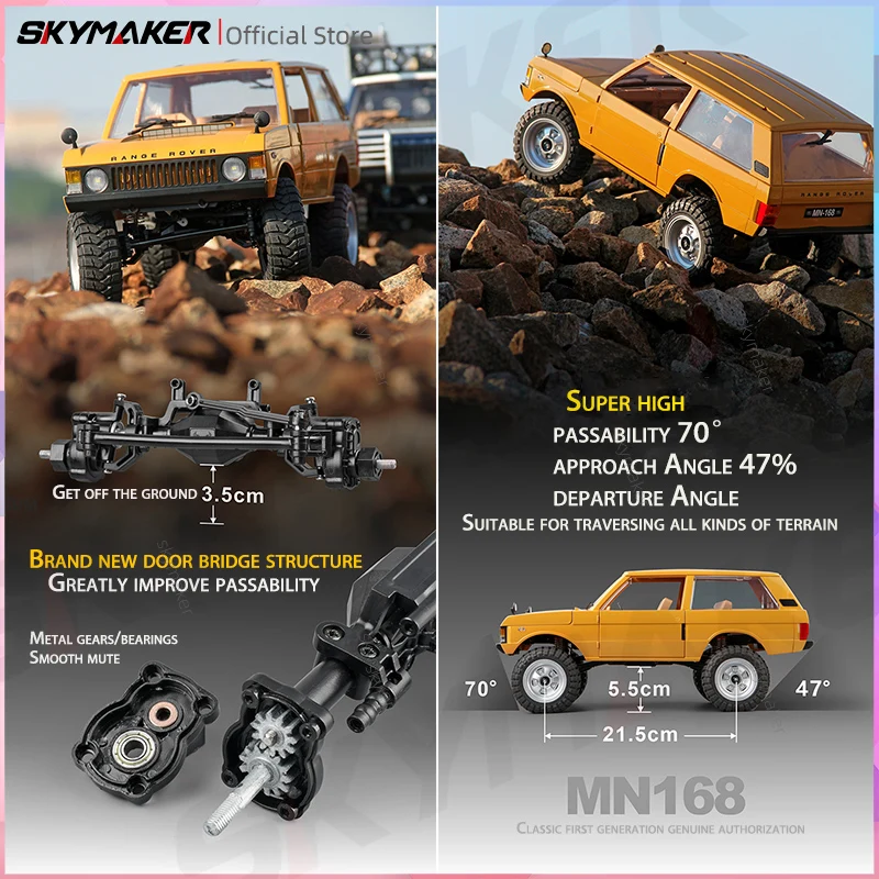 MN Model RC Car Mn168 1/12 Full Scale RTR 2.4G 4WD 280 Motor Proportional Off-Road Remote Control RC Truck Kids Toys Metal Parts 5