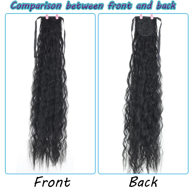 LUPU Clip in Hair Extensions Ponytail Wrap Around Long Curly Wave 32 Inch Heat Resistant Fiber Synthetic Hairpiece for Women
